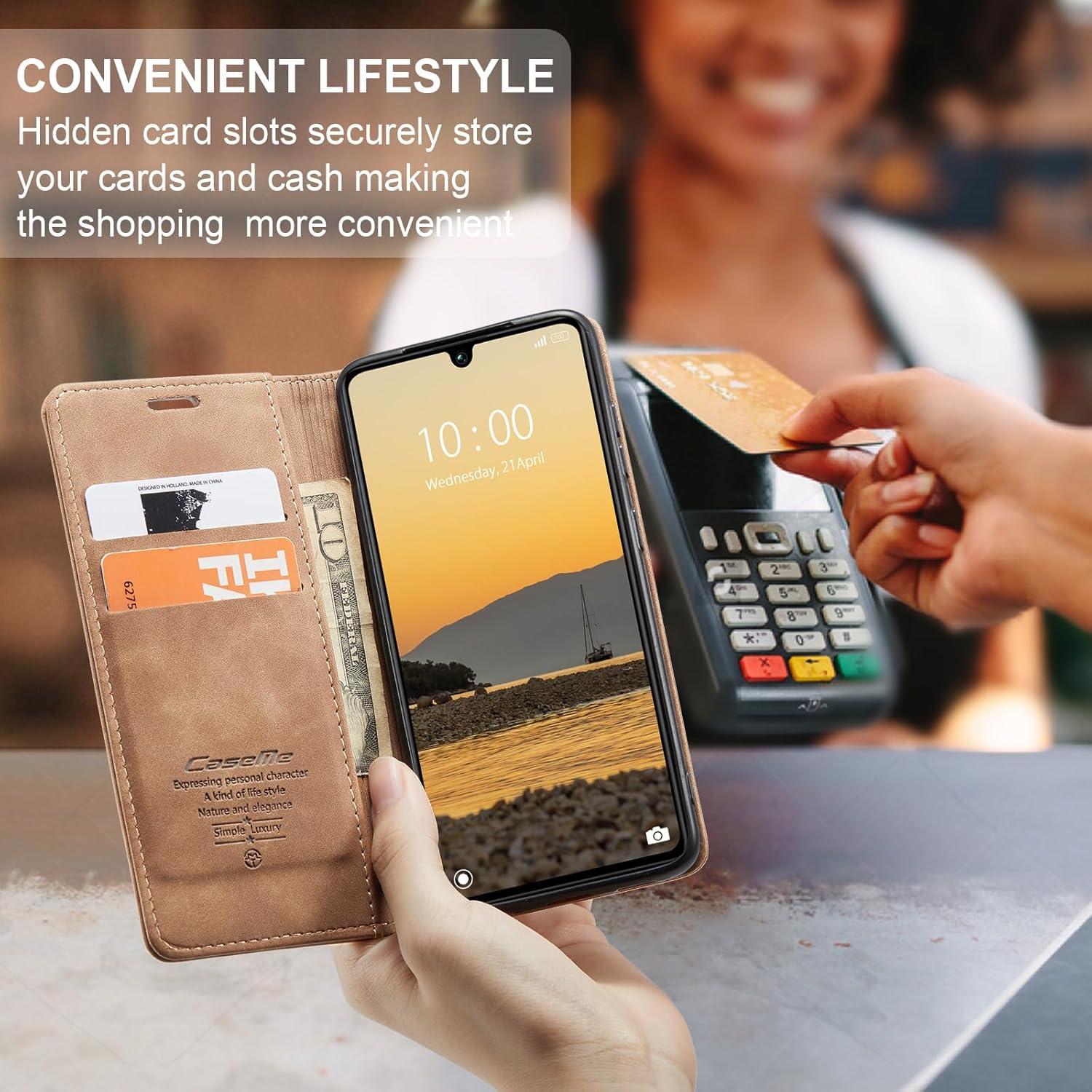 KZB Xiaomi Redmi 13C Handyhülle Braun Leder Flip Case Standfunktion