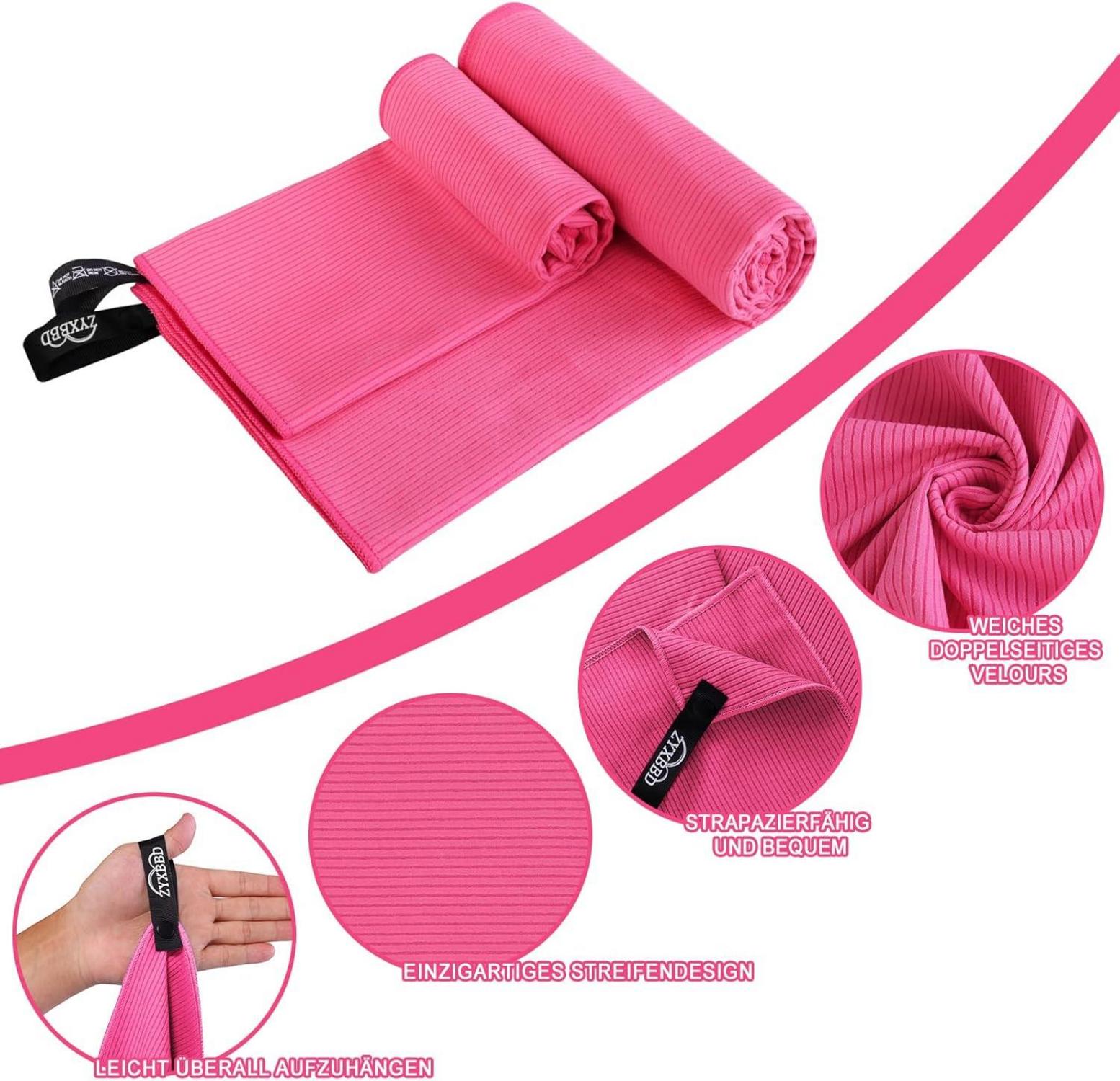 Mikrofaser Handtuch Set 3er, Groß Badetuch + 2 Klein