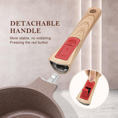 Keramik Stielkasserolle Antihaft 20 cm Deckel abnehmbar Braun
