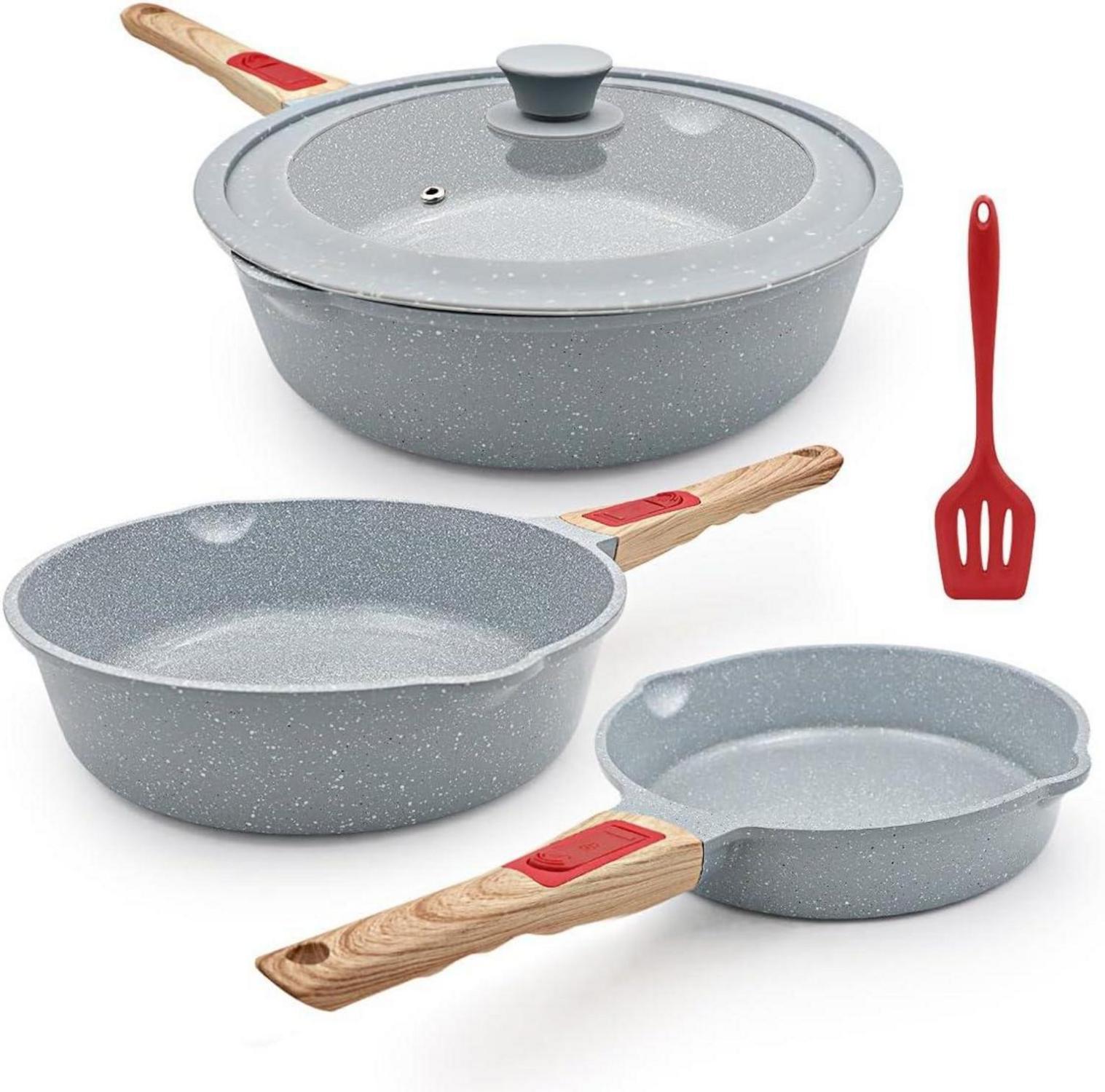Keramik Pfannenset 5-teilig mit Deckel und Antihaftbeschichtung