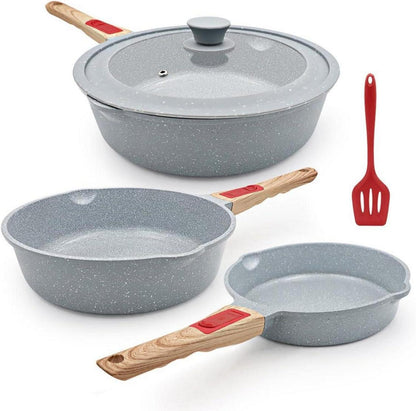 Keramik Pfannenset 5-teilig mit Deckel und Antihaftbeschichtung
