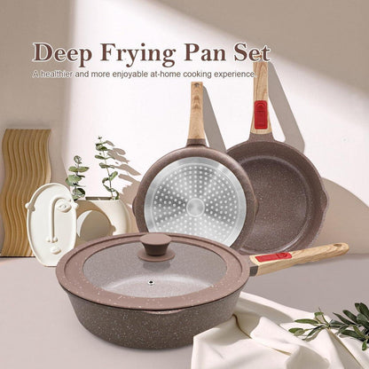 Keramik Pfannen Set 5-teilig Antihaft Bratpfanne Deckel Griff 20/24/28 cm