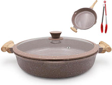 2-in-1 Keramikpfanne mit Deckel 32cm Antihaftbeschichtung braun
