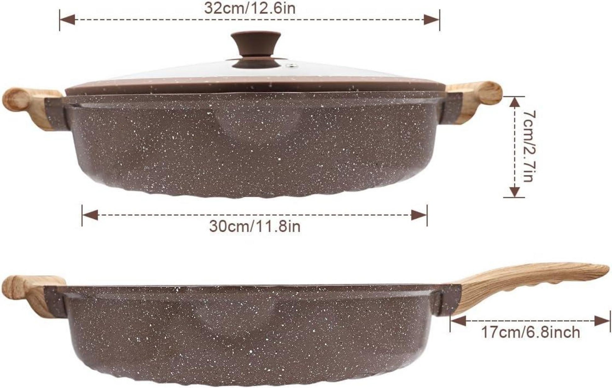 2-in-1 Keramik Pfanne 32cm mit Deckel Antihaft Bratpfanne für alle