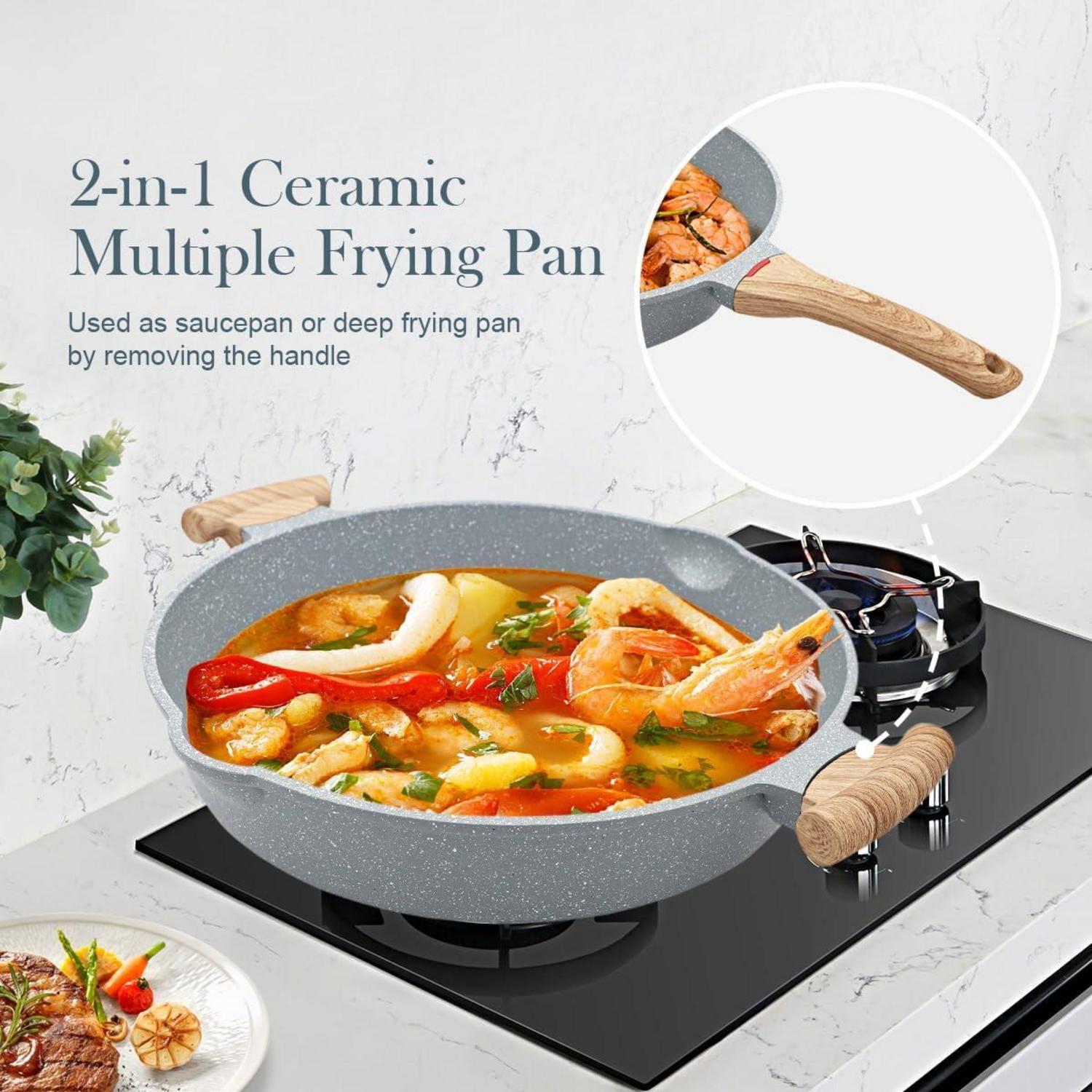 2-in-1 Keramik Pfanne mit Deckel 32 cm Antihaft Keramikbeschichtung