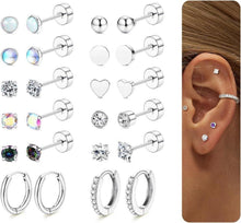 Hypoallergene Chirurgenstahl Ohrringe Set Zirkonia Opal Creolen