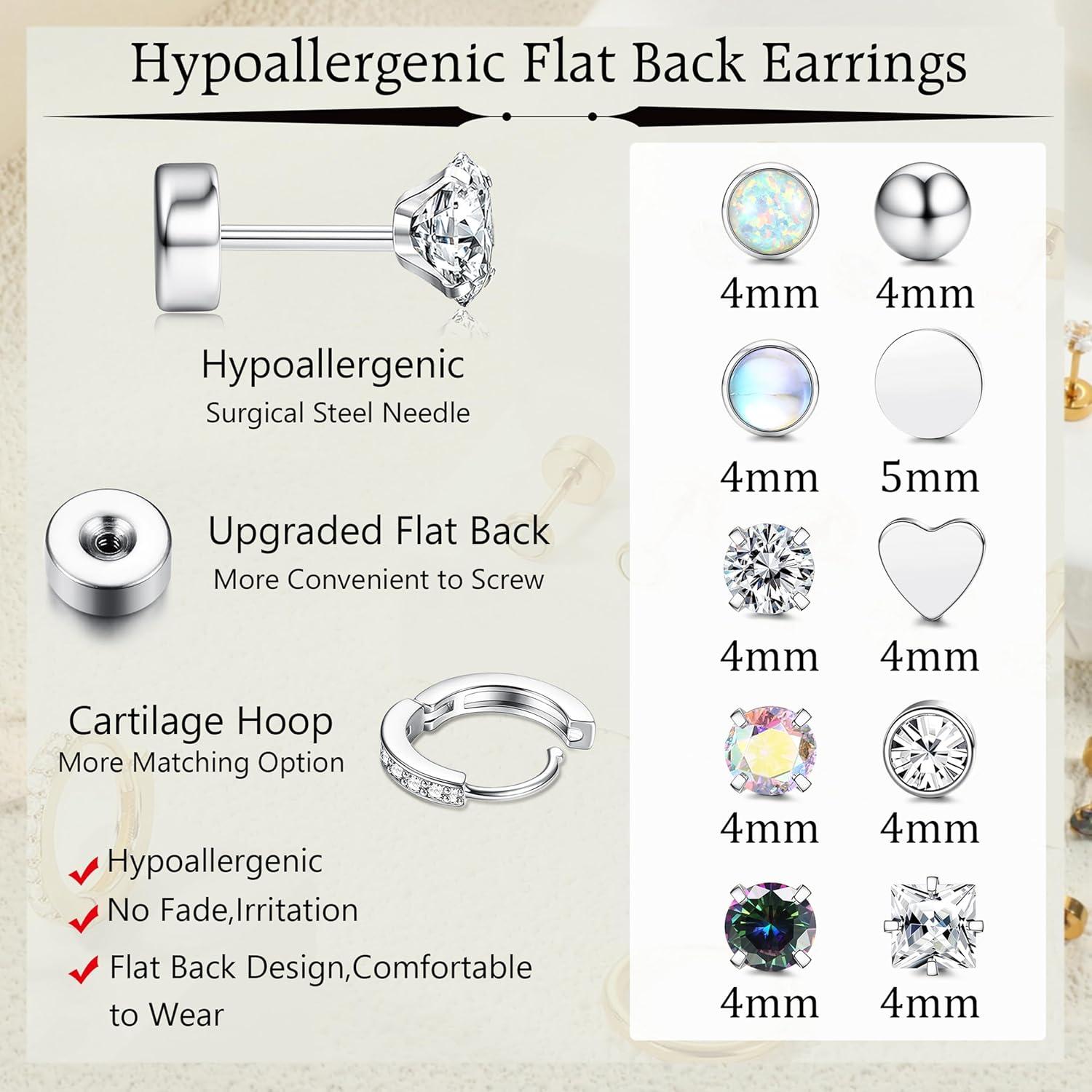 Hypoallergene Ohrringe Set Silber Gold für Damen Herren