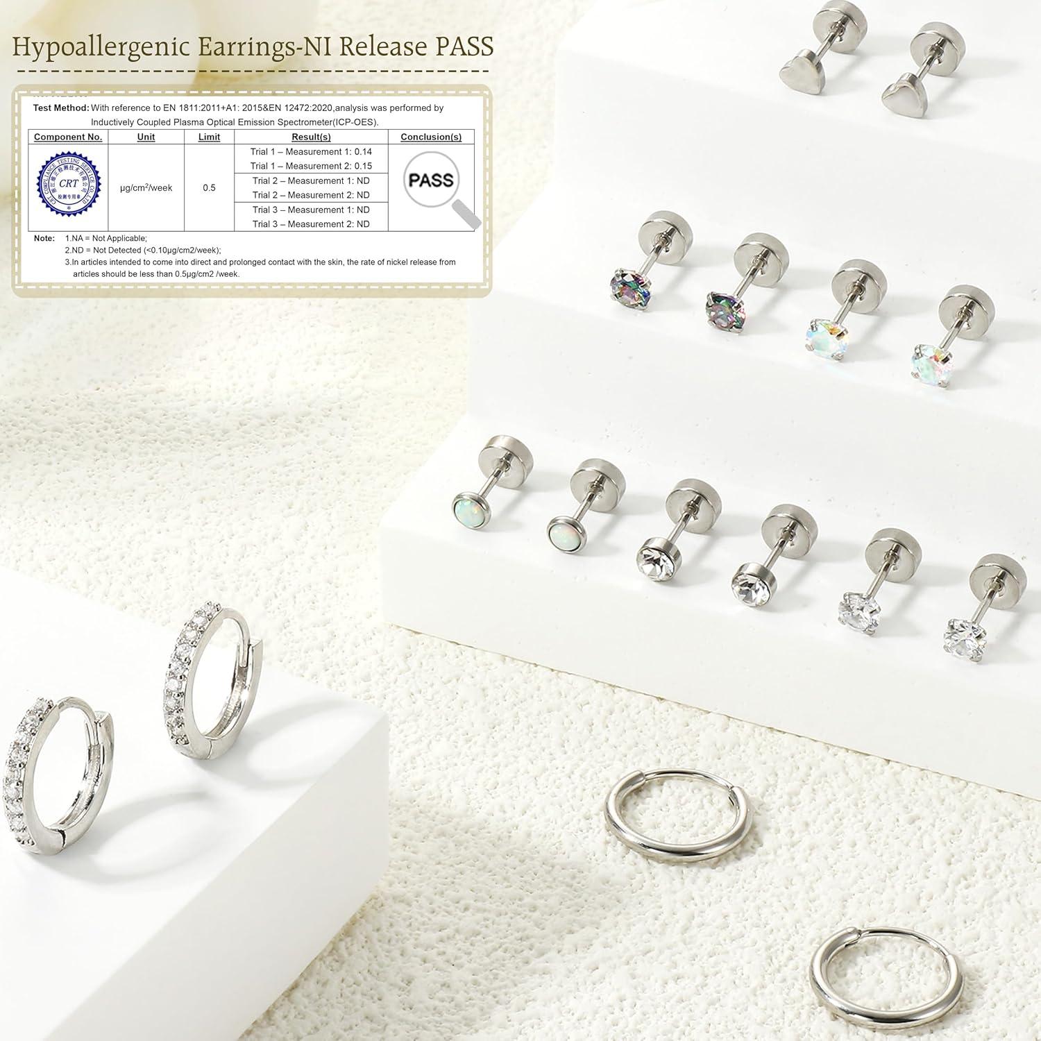 Hypoallergene Chirurgenstahl Ohrringe Set Zirkonia Opal Creolen