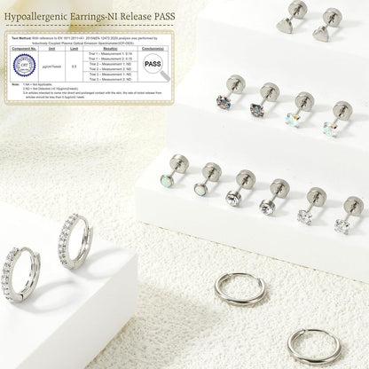 Hypoallergene Chirurgenstahl Ohrringe Set Zirkonia Opal Creolen