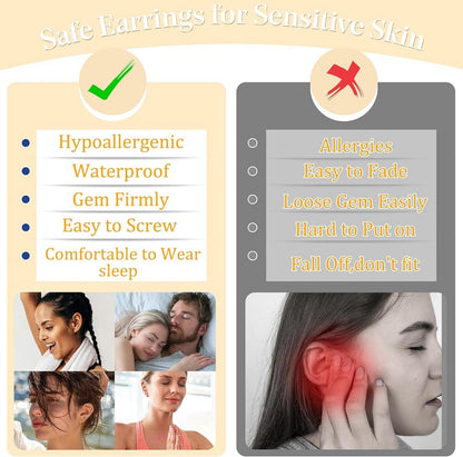 Hypoallergene Ohrringe Set Silber Gold für Damen Herren