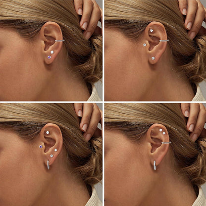 12 Paar Silber/Gold Ohrringe Set Damen Herren Zirkonia Opal Creolen