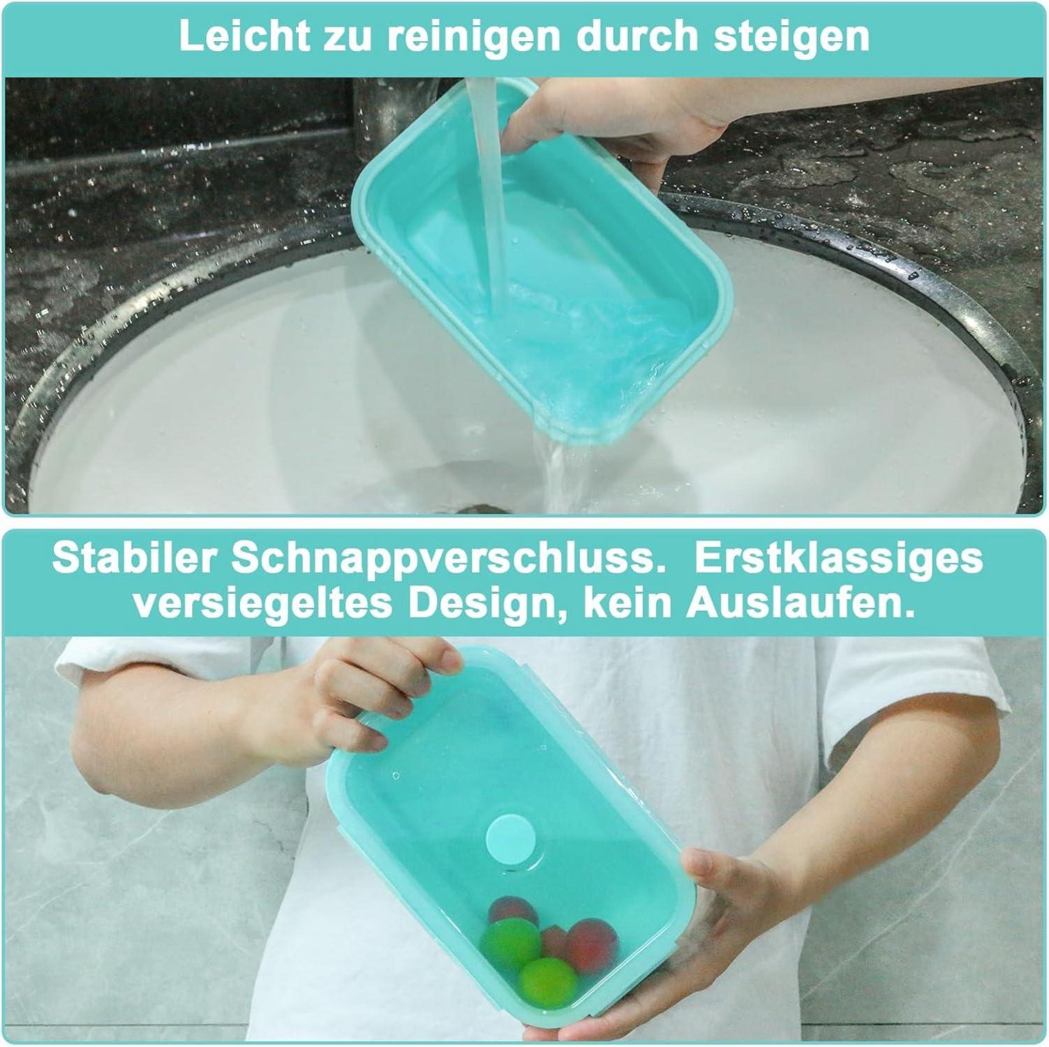 4er Set Silikon Frischhaltedosen Vorratsdosen-Sets Bento Box Faltschüssel