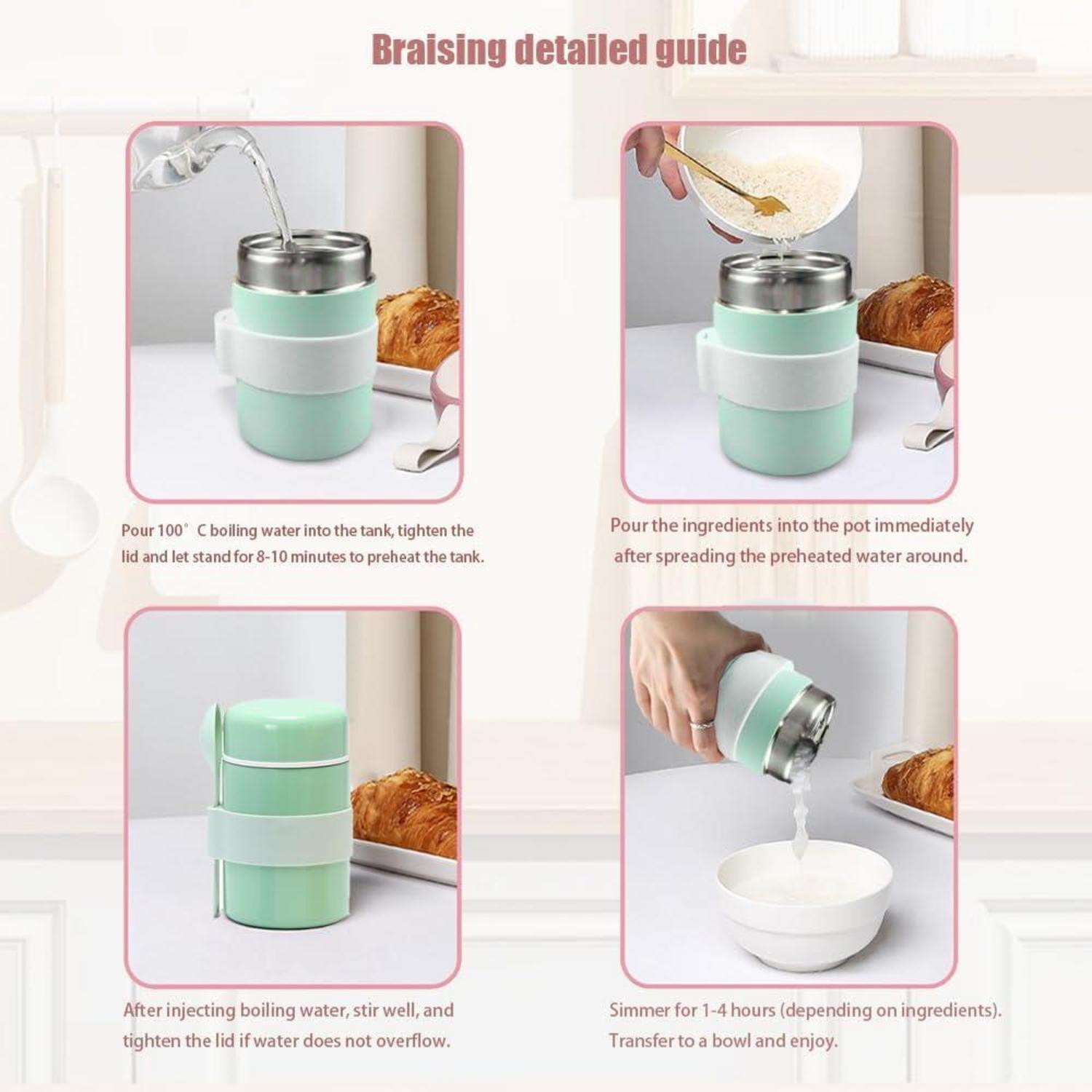 Eintopfbecher Edelstahl Matcha Grün 400ml Thermobehälter Essen Warmhaltebox