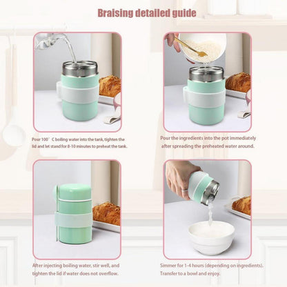 Eintopfbecher Edelstahl Matcha Grün 400ml Thermobehälter Essen Warmhaltebox