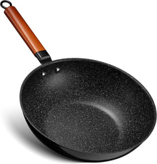 30cm Wok Pfanne mit Antihaftbeschichtung und Holzgriff
