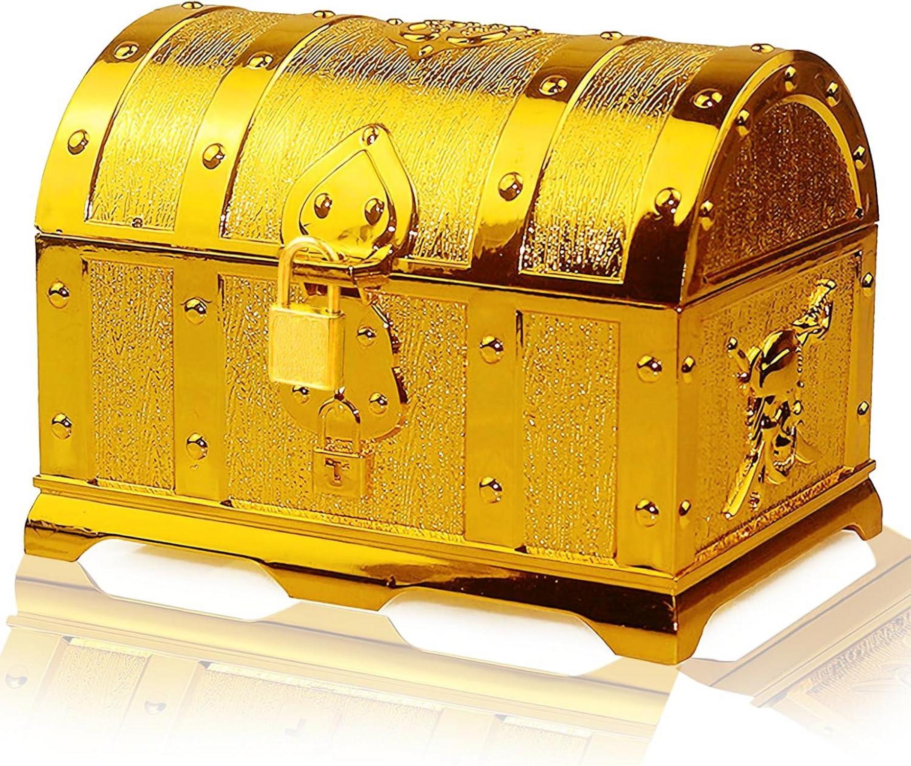 Eyezeeption Kindergeburtstag Schatztruhe Gold Piraten Aufbewahren