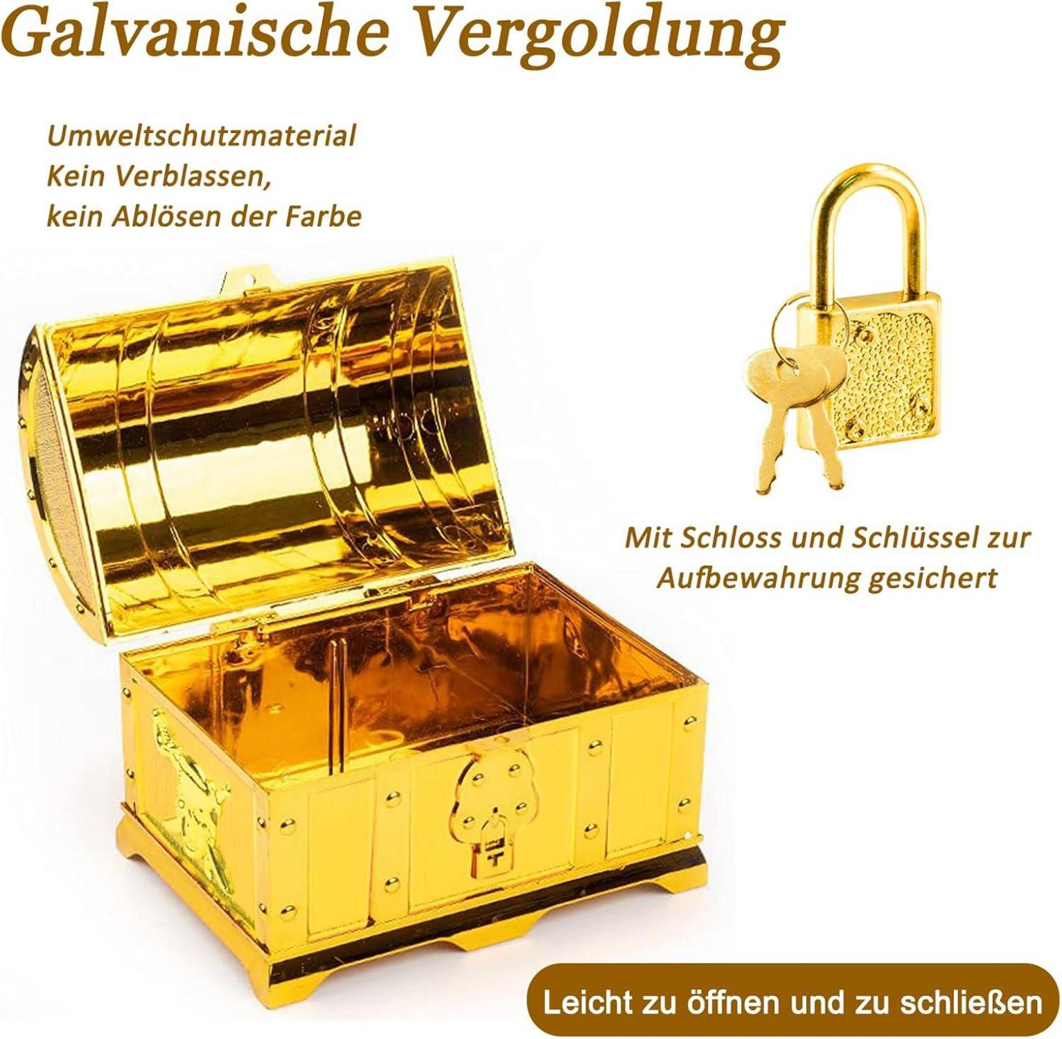 Eyezeeption Kindergeburtstag Schatztruhe Gold Piraten Aufbewahren
