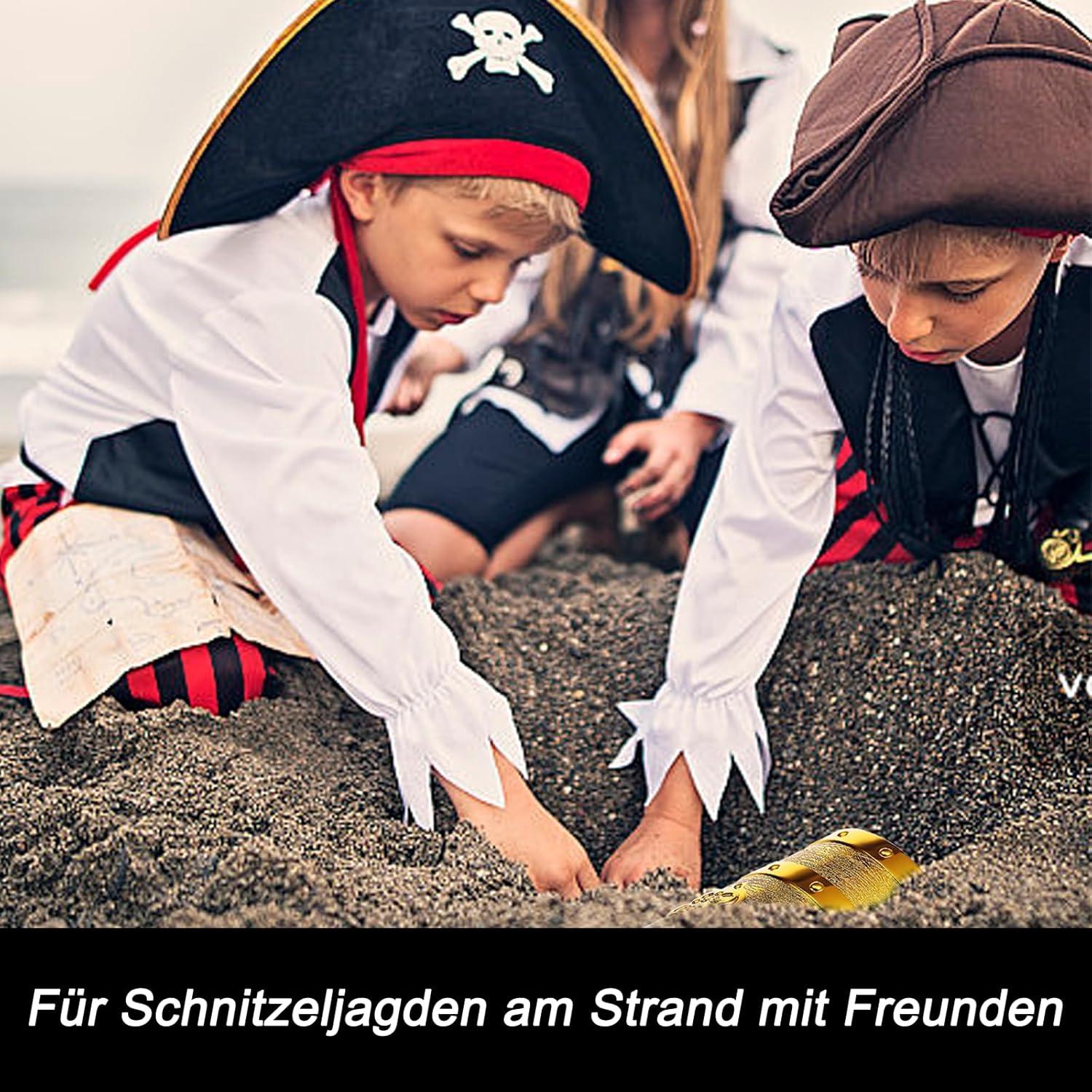 Goldene Schatzkiste Kindergeburtstag mit Schloss und Schlüssel
