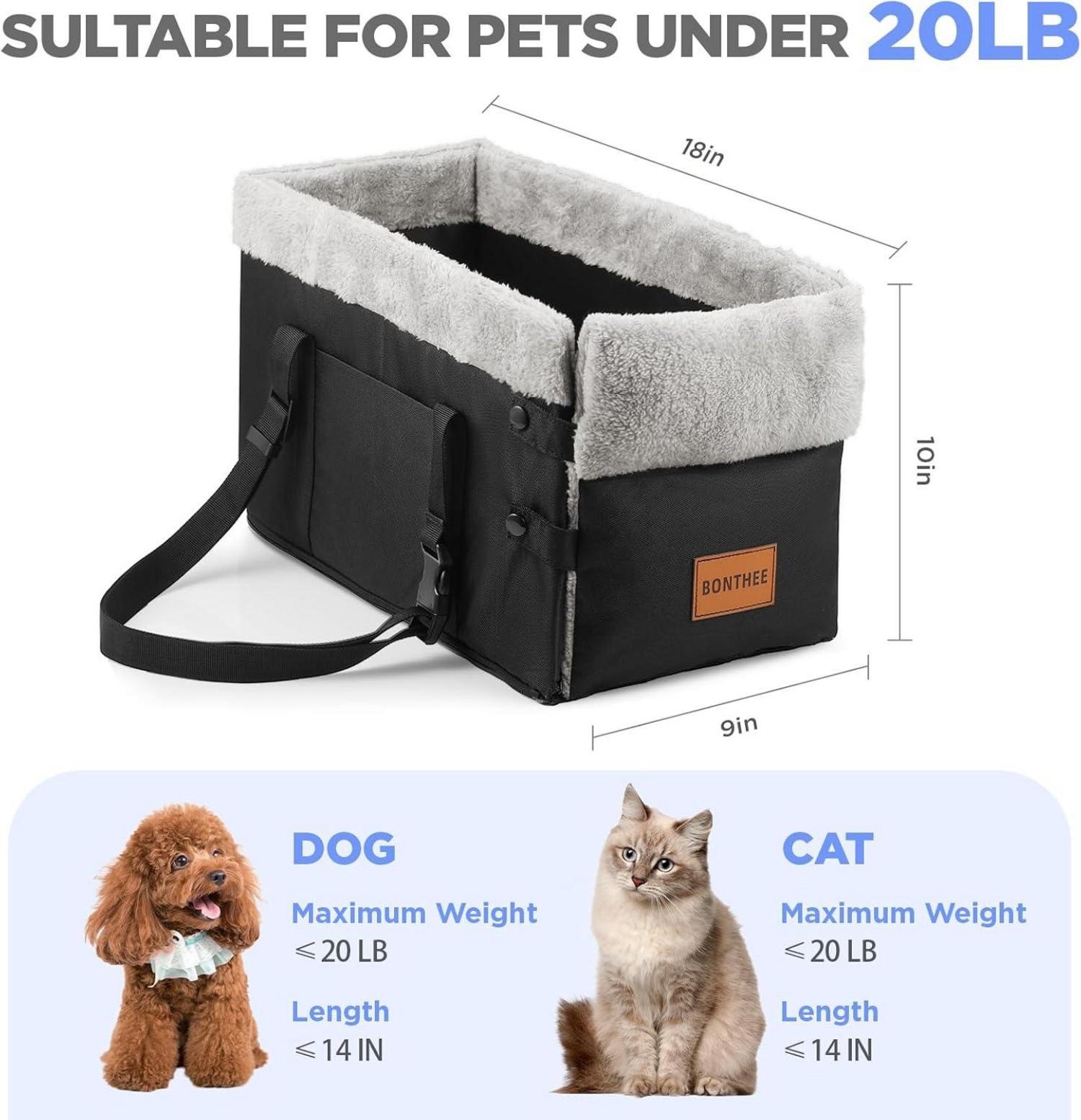 Mittelkonsole Hundesitz für kleine Hunde bis 9 kg, waschbar