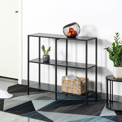 Metall Konsolentisch 3 Ablageflächen Moderner Stil Schwarz 80x25x75cm