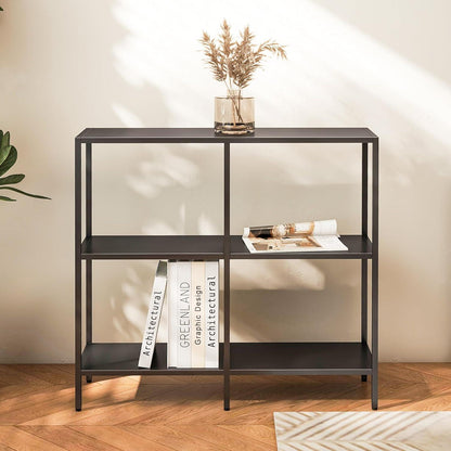 Konsolentisch Metall 3 Ablageflächen Schwarz 80×25×75cm