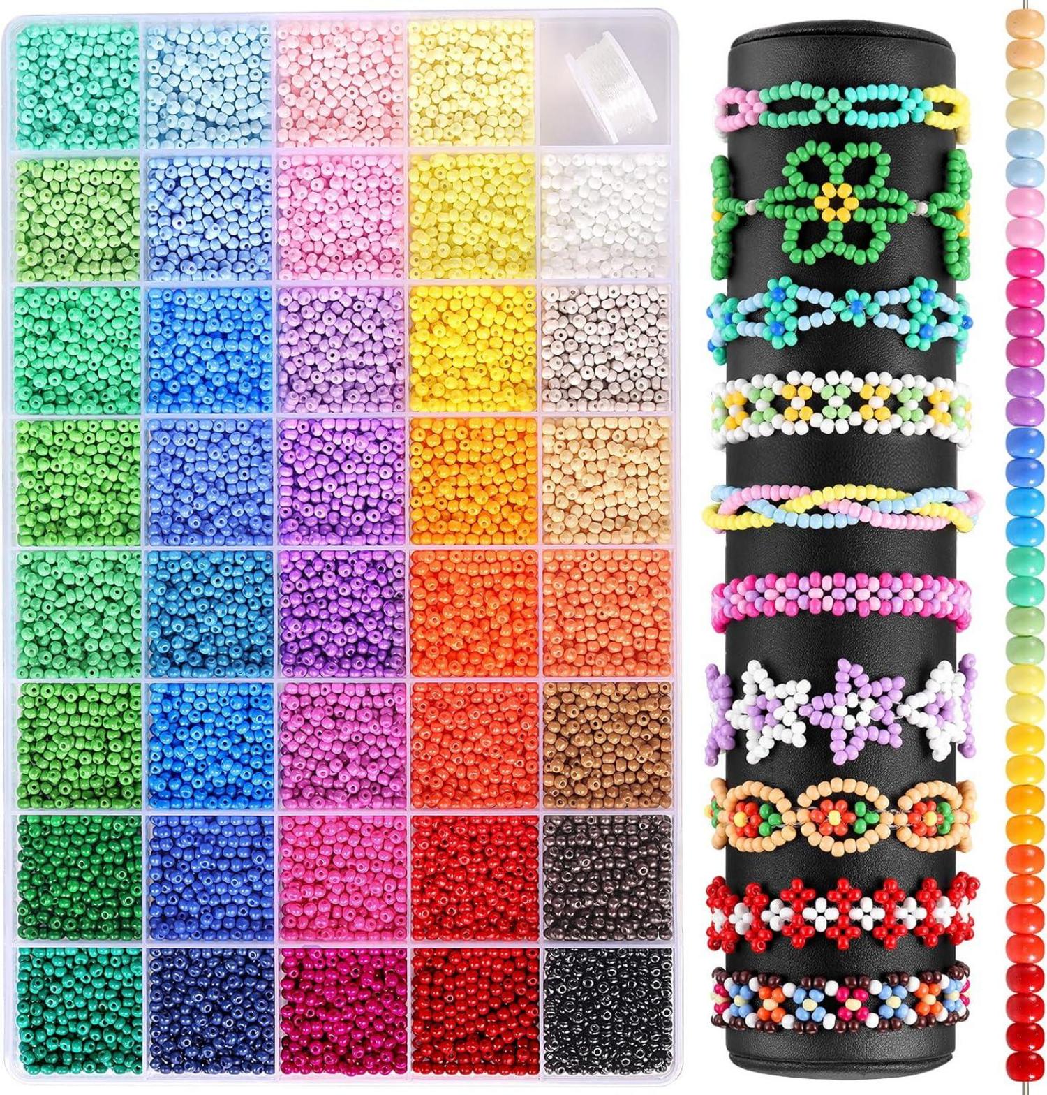 Perlen Set 8200 Stück 3mm Rocailles für DIY Armbänder, 39 Farben