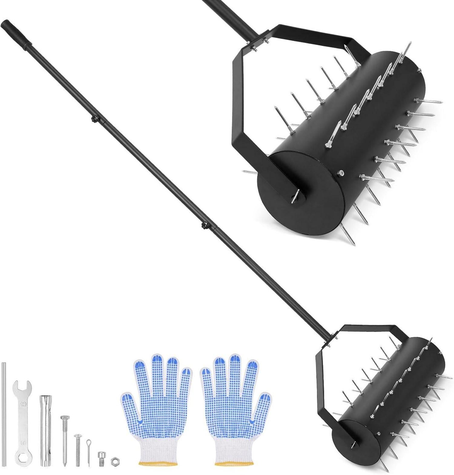 Rasenbelüfter Aerifizierer 6cm Nägel Stiel Handvertikutierer Walze