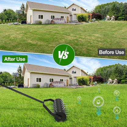 Rasenbelüfter Aerifizierer Walze mit 6cm Nägeln und Stiel