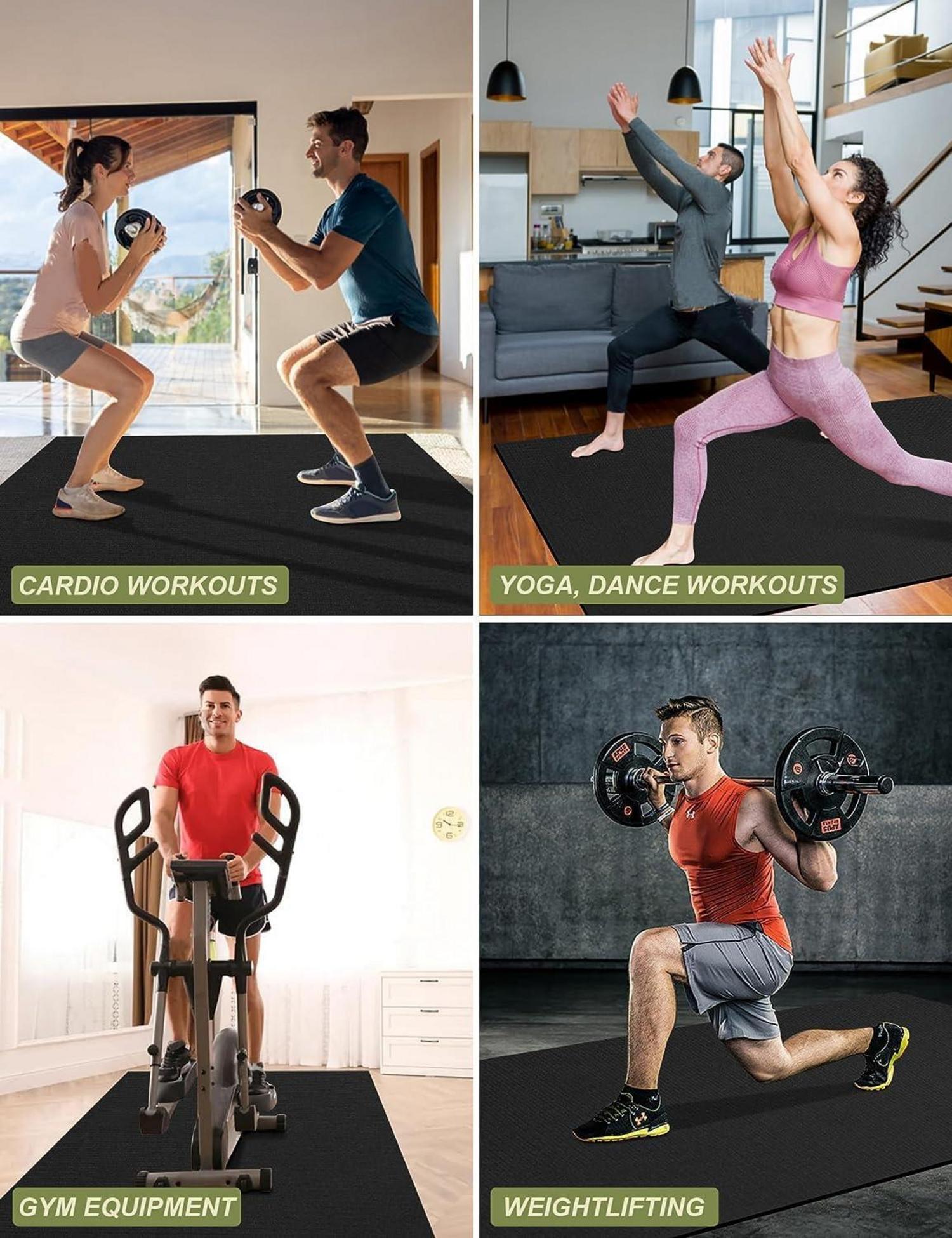 Sportmatte Fitnessgeräte rutschfeste Bodenschutzmatte 213x152x0,7cm Schwarz