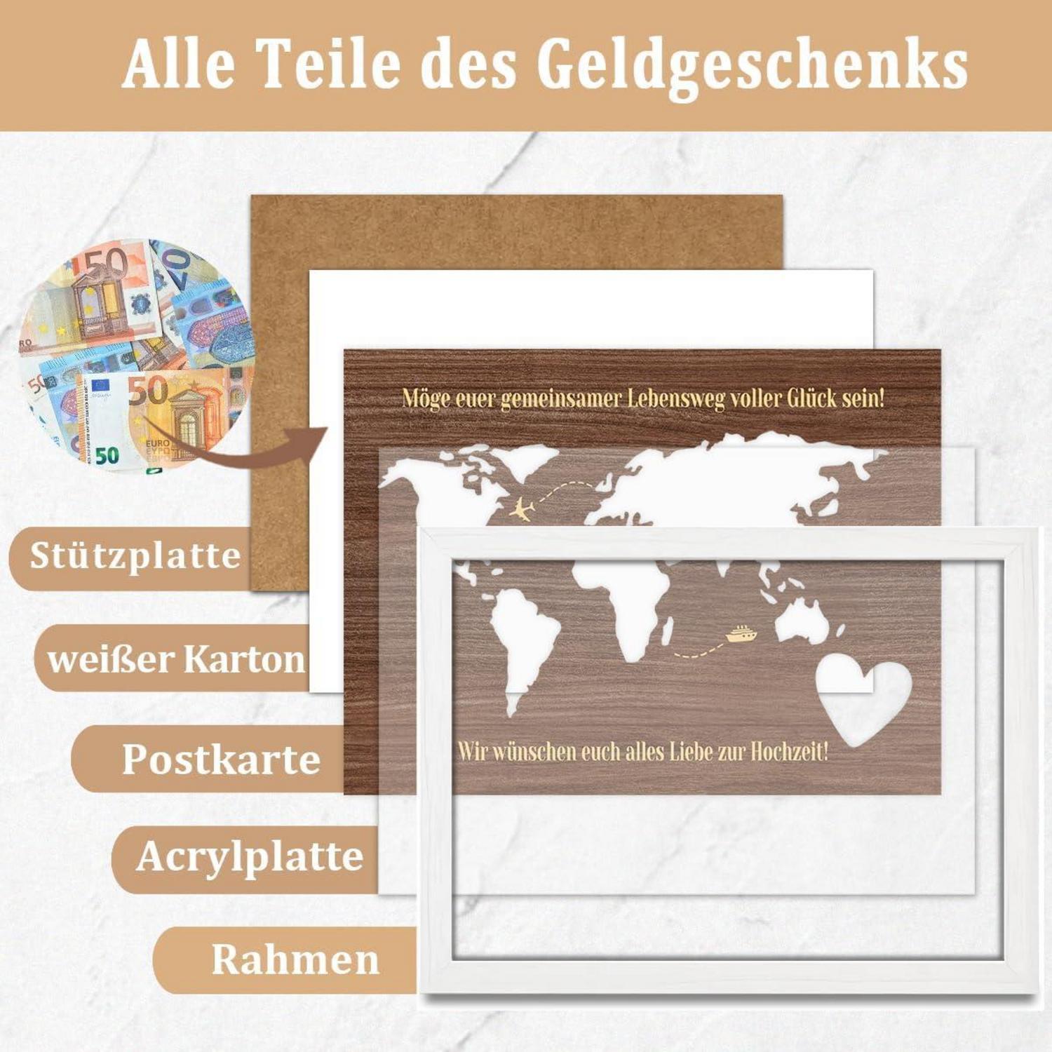 Luckeey Hochzeitsgeschenk Bilderrahmen Weltkarte Geldgeschenk