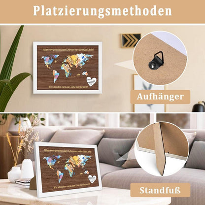 Luckeey Hochzeit Geldgeschenk Bilderrahmen Weltkarte 26,5x20cm