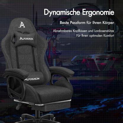 Gaming Stuhl mit Massagefunktion, Ergonomischer Computerstuhl Grau