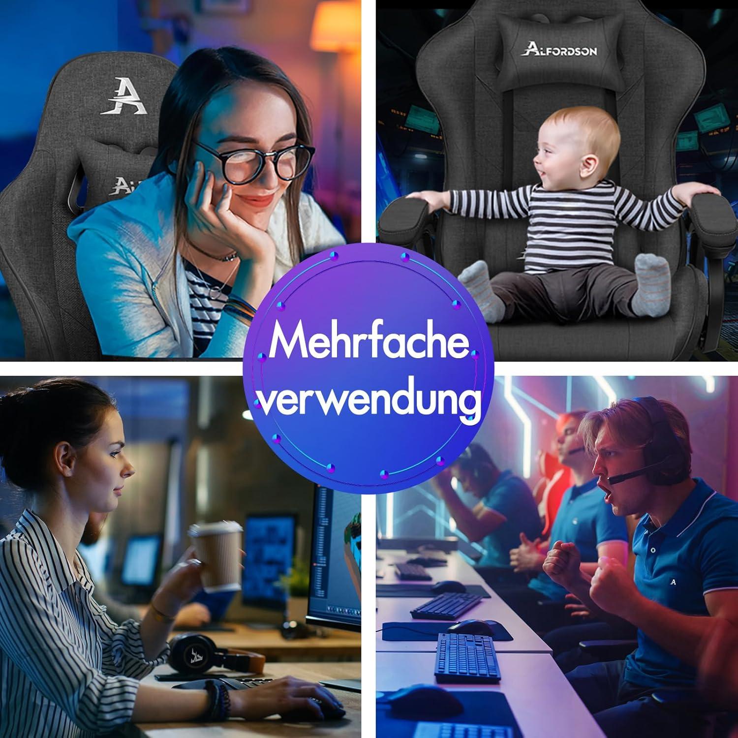 Gaming Stuhl mit Massagefunktion, Ergonomischer Computerstuhl Grau