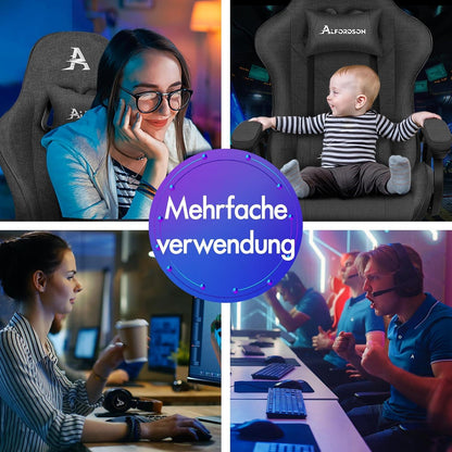 Gaming Stuhl mit Massagefunktion, Ergonomischer Computerstuhl Grau