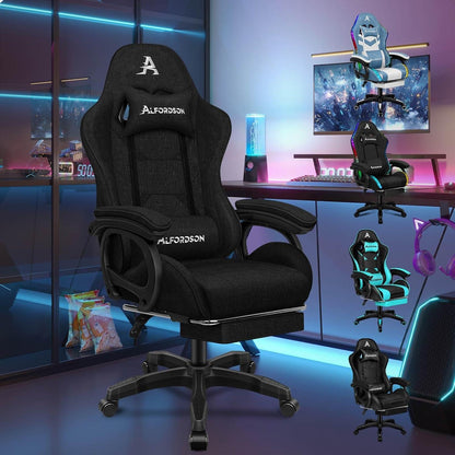 Gaming Stuhl mit Massage, Ergonomischer Computerstuhl, Schwarz