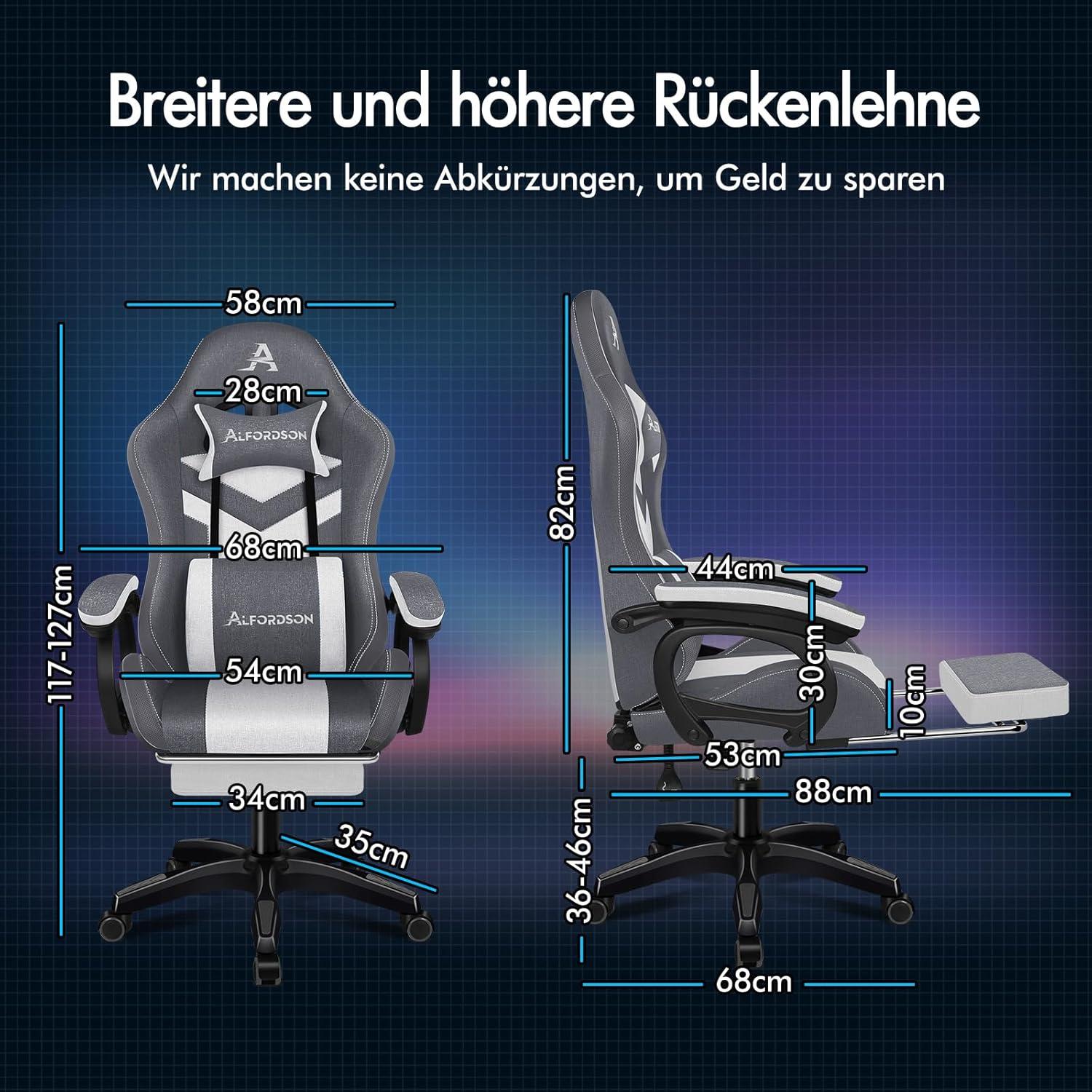 Racing Gaming Stuhl mit Massagefunktion und LED RGB