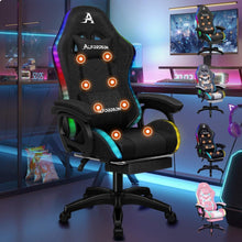 Gaming Stuhl mit Massagefunktion, LED Beleuchtung und Lordosenstütze