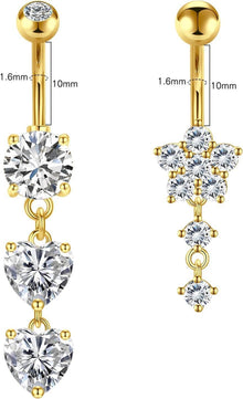 Bauchnabelpiercing Set Kristallkugel Zirkonia Gold Silber