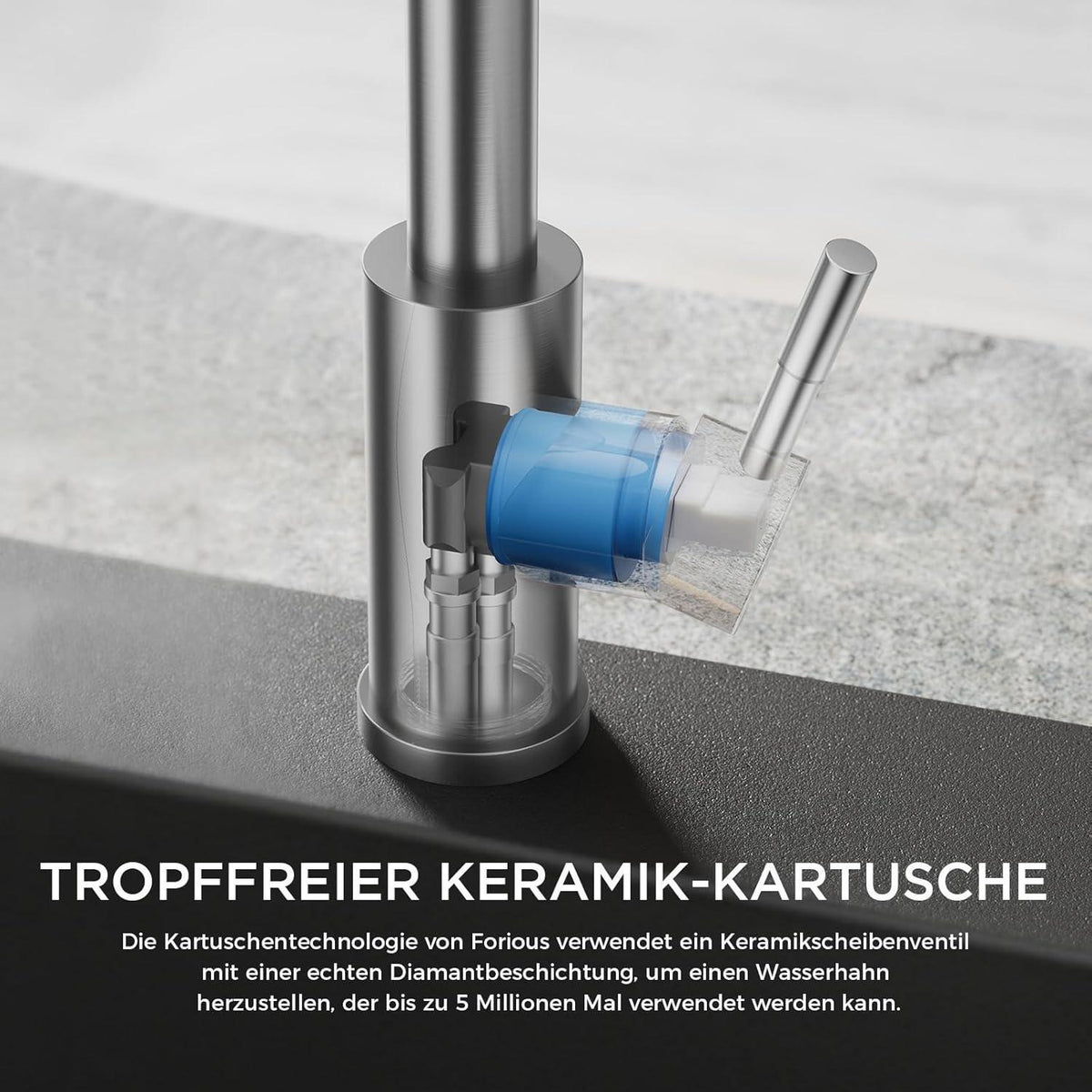 Hochwertiger Waschtischarmatur 360° drehbar, Edelstahl, gebürstet