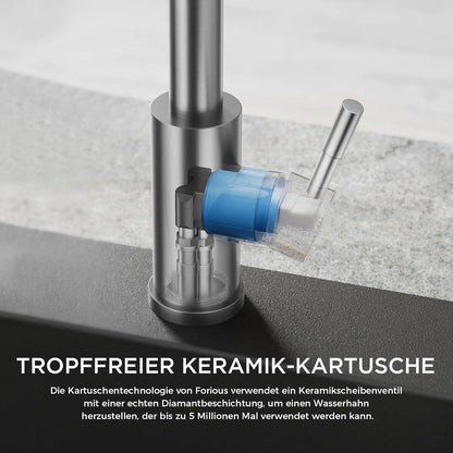 Hochwertiger Waschtischarmatur 360° drehbar, Edelstahl, gebürstet