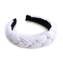 Geflochtenes Samt Stirnband Elastisch Criss Cross Haarband White