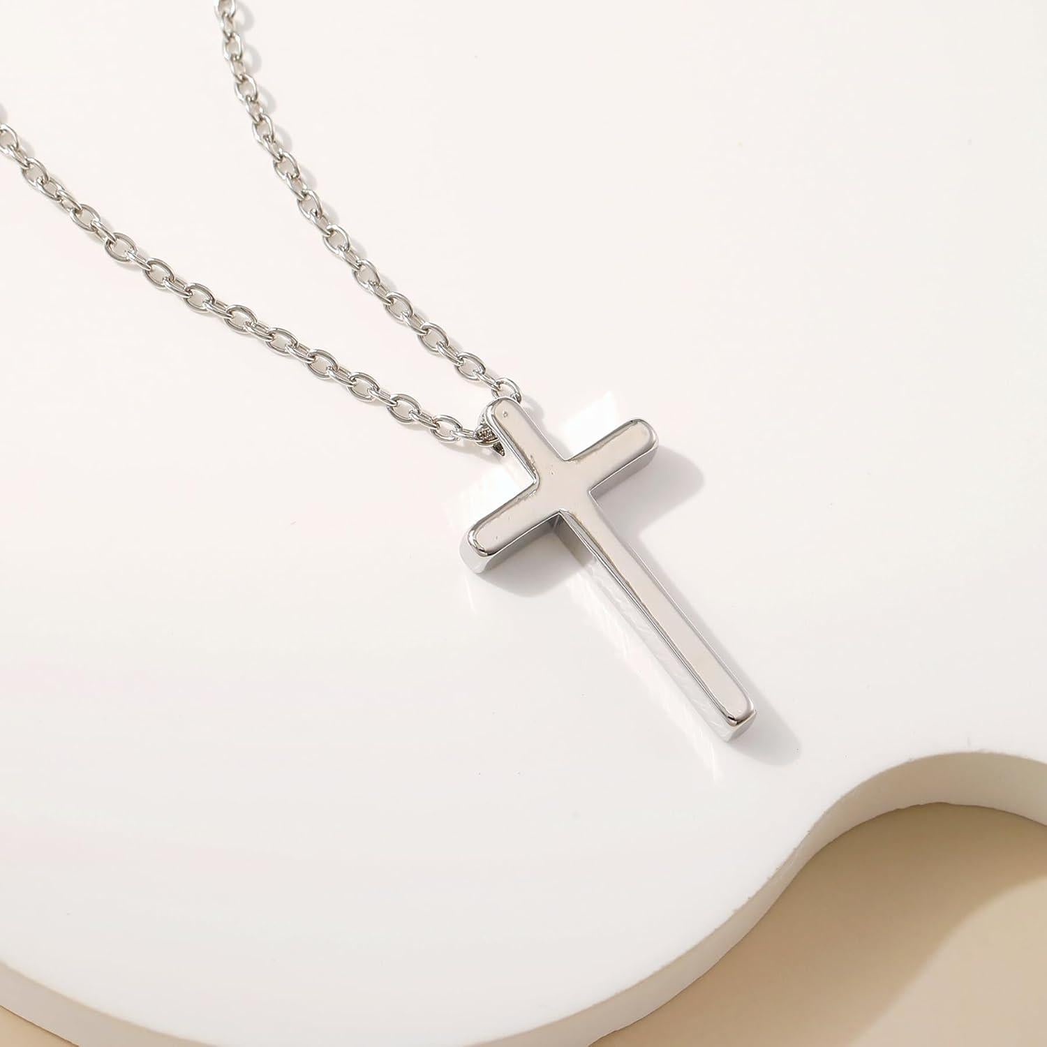 Kreuz Kette Damen Silber Anhänger Halskette Gold/Silber C-silber