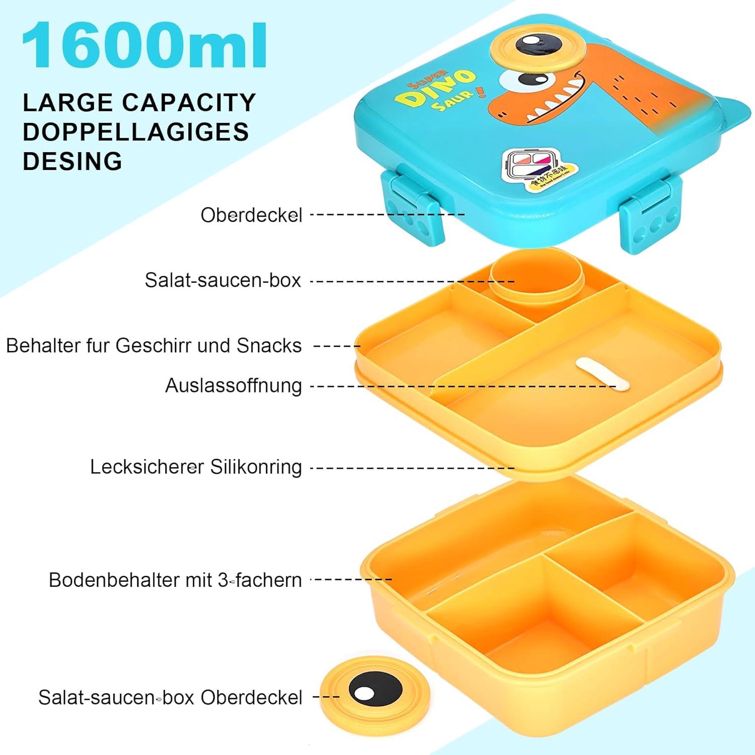 Brotdose mit Fächern Auslaufsicher Lunchbox Kinder Jausenbox Bento Box