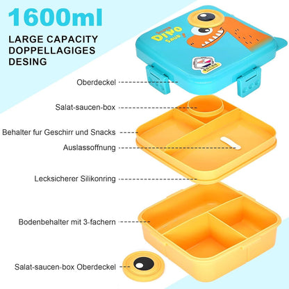Brotdose mit Fächern Auslaufsicher Lunchbox Kinder Jausenbox Bento Box
