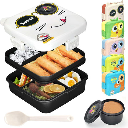 Brotdose mit Fächern Auslaufsicher Lunchbox Snackbox Kindergarten