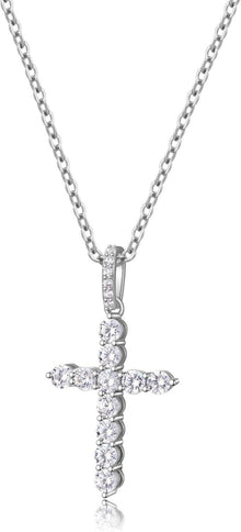Elegante Kreuz Halskette Silber mit CZ-Anhänger