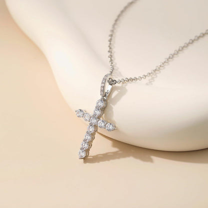 Damen Kreuz Halskette Silber Anhänger Gold Kette CZ Silver