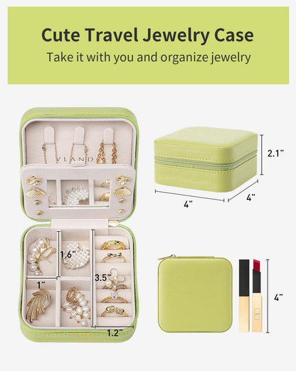 Schmuckkästchen Damen Mini Reise Etui Spiegel Schmuckaufbewahrung Grün