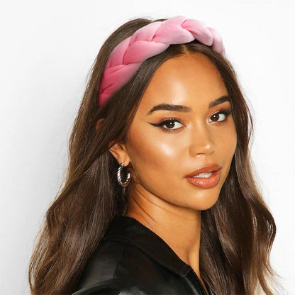 DRESHOW Geflochtenes Samt Stirnband Elastisch Criss Cross Haarband Light Pink