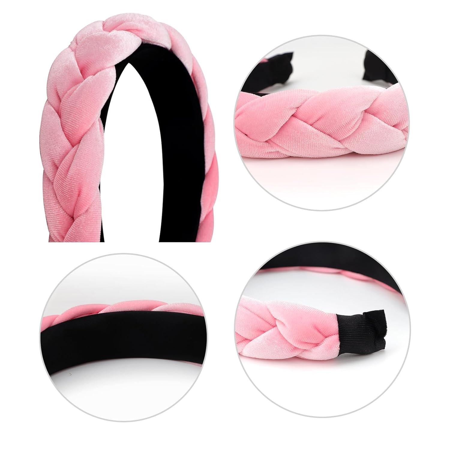 Samt Haarband Damen Geflochten Elastisch Criss Cross Rosa